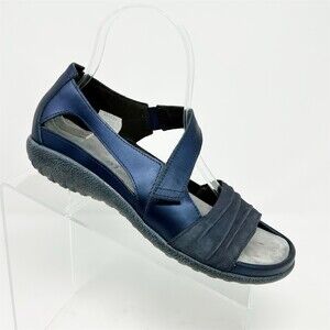 Naot Papaki Navy Blue Leather Mary Jane Comfort Sandals Womens EU 38 US 7